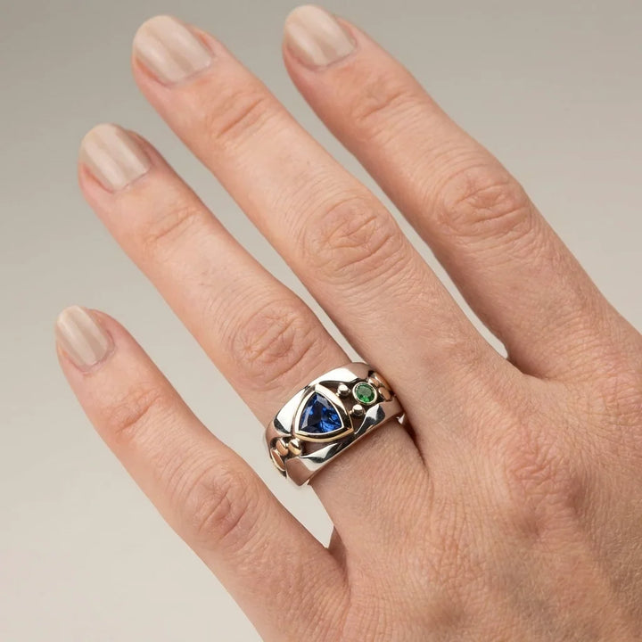 Bague Crête Saphir à Double Tonalité