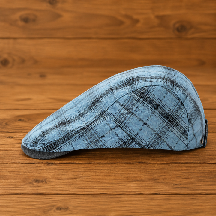 Casquette Plate à Carreaux Décontractée