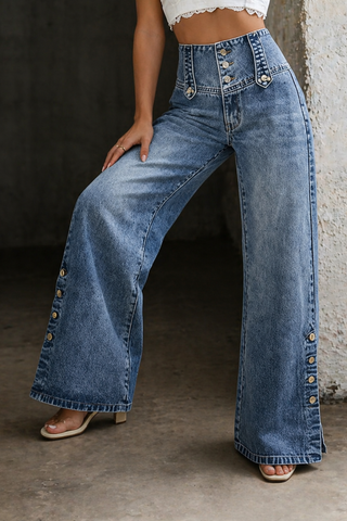 Mia | Jean fendu taille haute