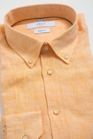 Chemise en Lin Orange à Col Boutonné