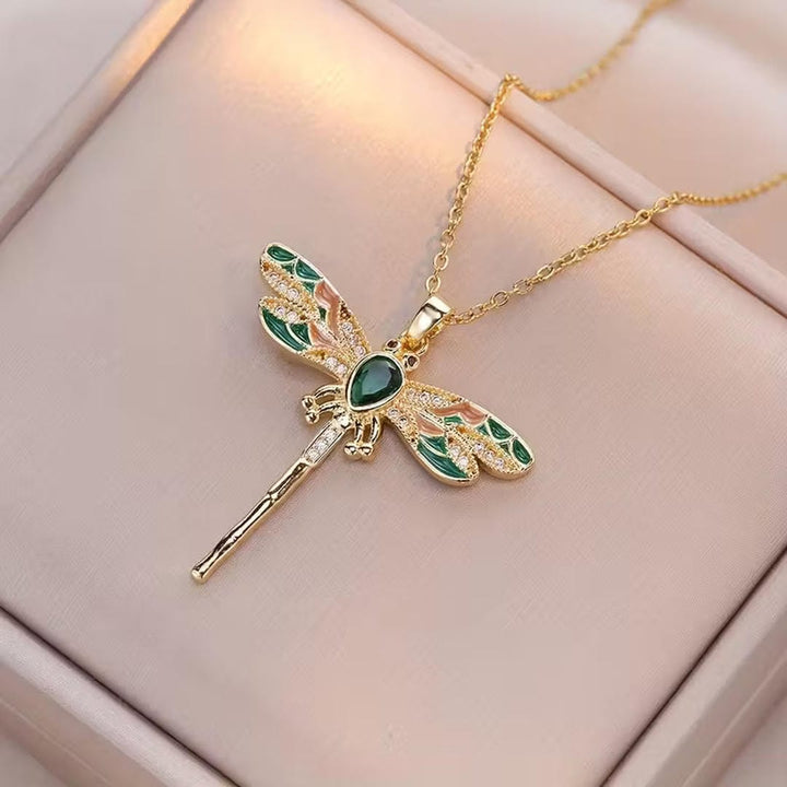 Collier Élégance Libellule Émeraude