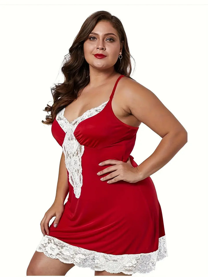 DIANA – Robe de nuit sexy grande taille avec dentelle et décolleté en V