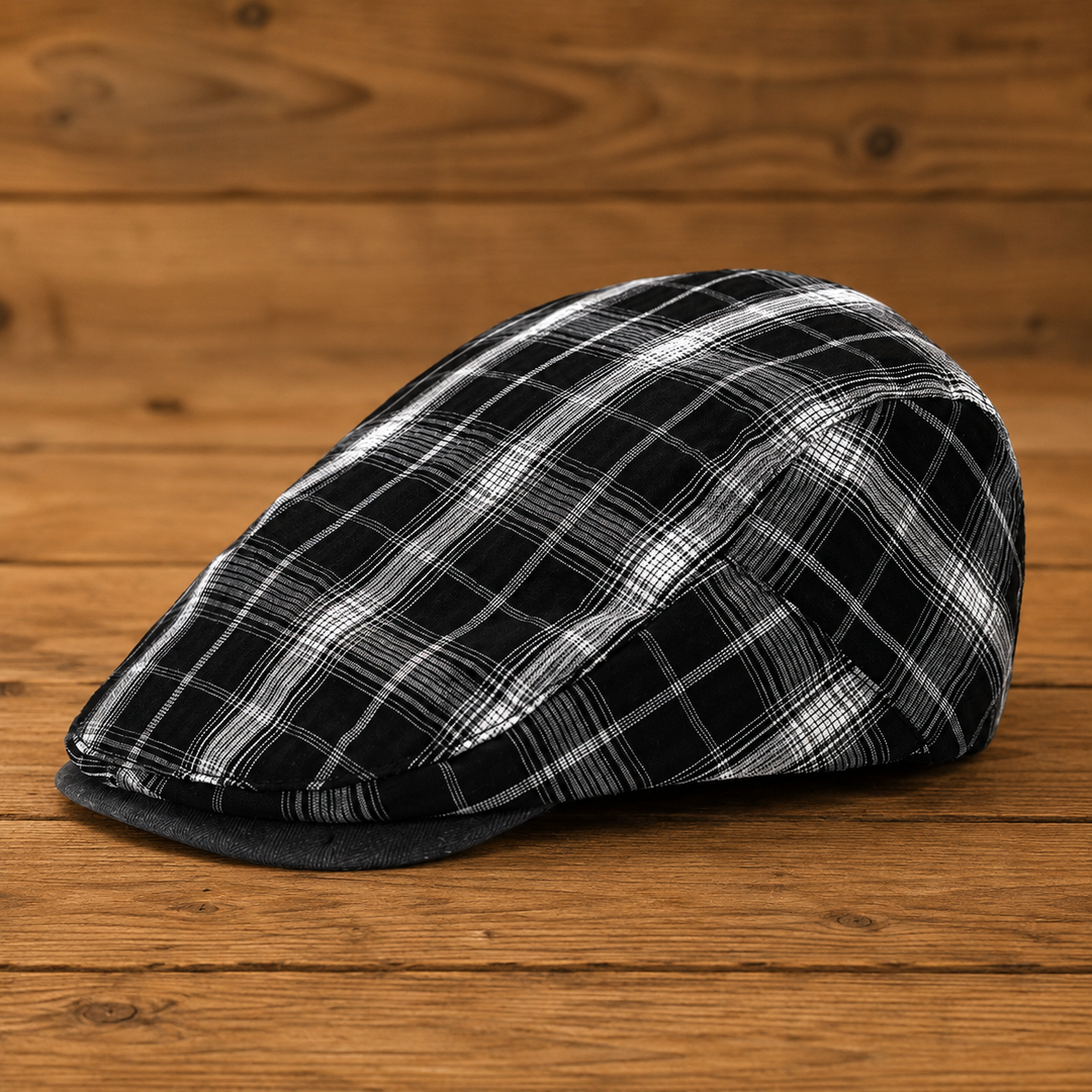 Casquette Plate à Carreaux Décontractée