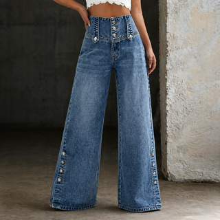 Mia | Jeans taille haute avec fente