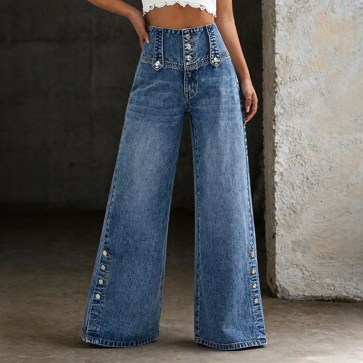 Mia | Jeans taille haute avec fente