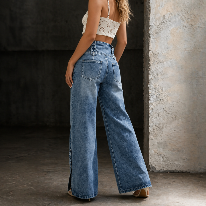 Mia | Jeans taille haute avec fente