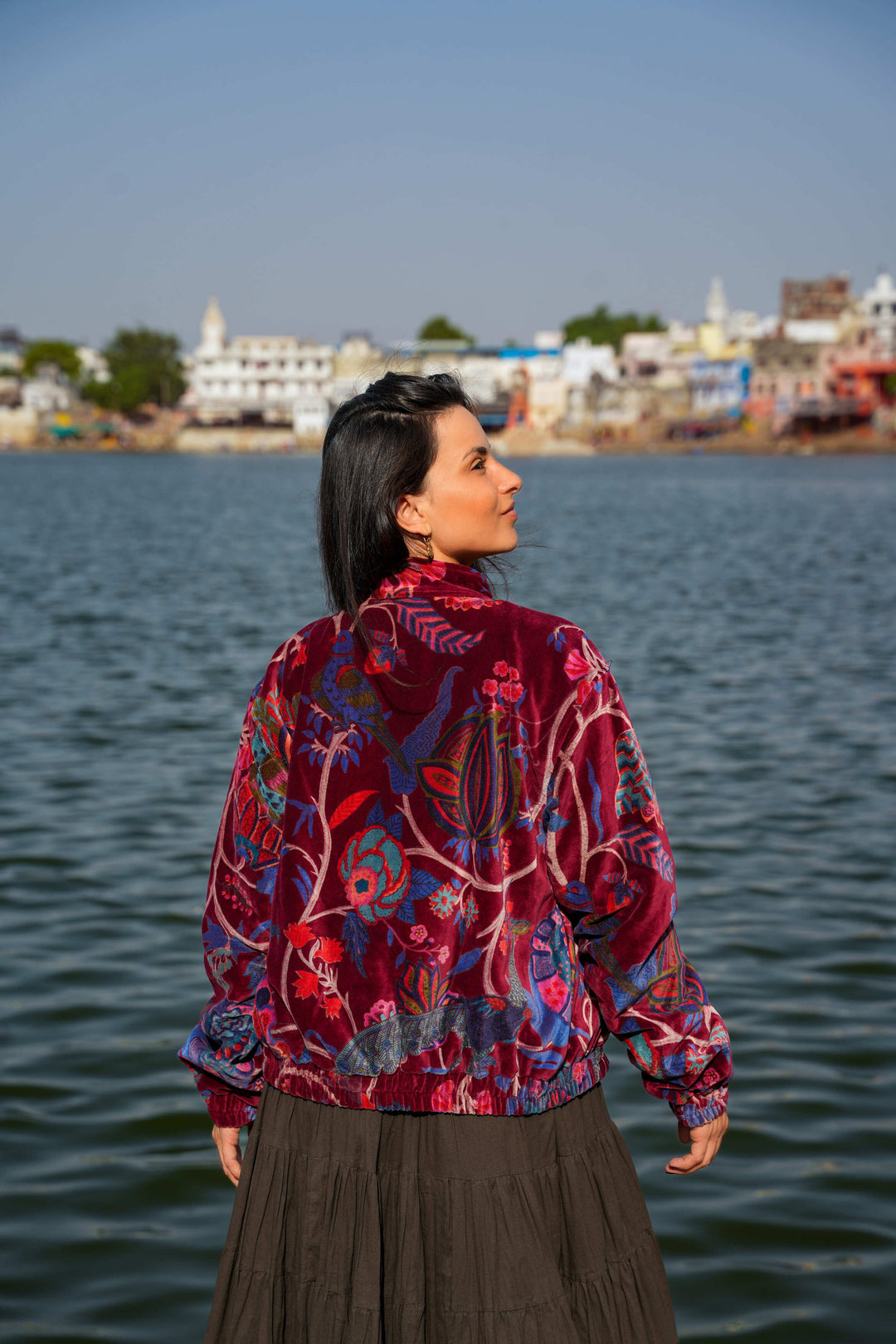 Veste Bomber Velours Rebel Marroon Rouge