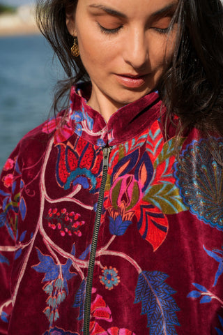 Veste Bomber Velours Rebel Marroon Rouge