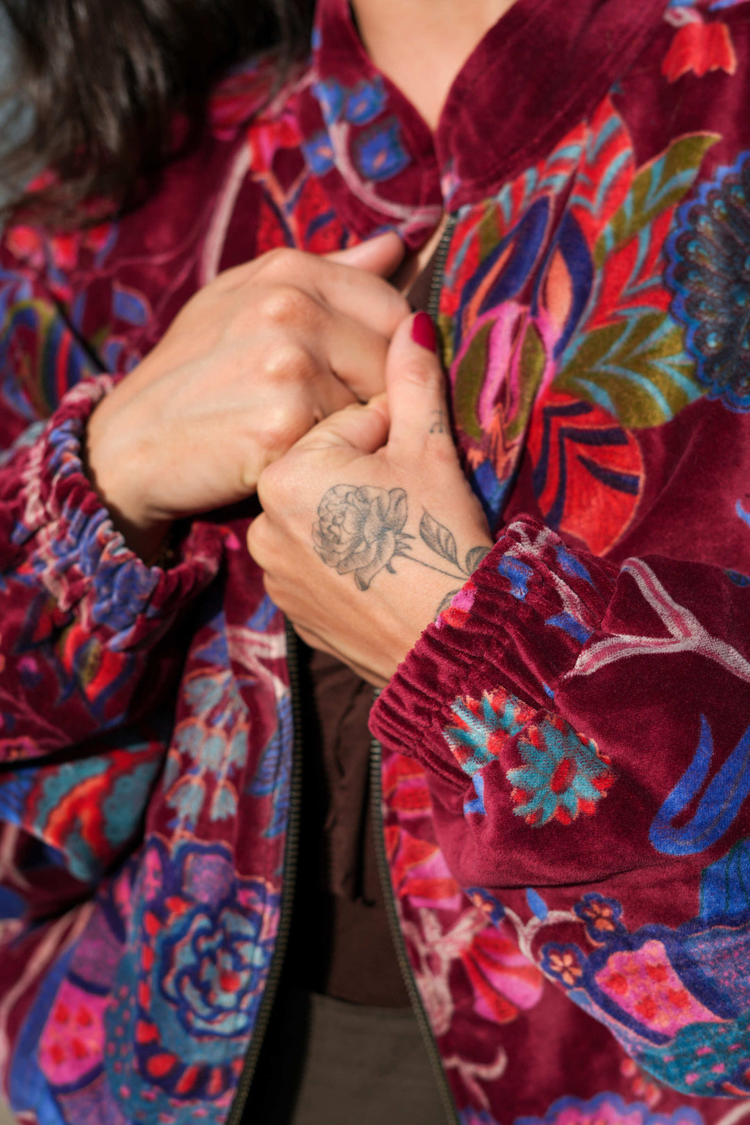 Veste Bomber Velours Rebel Marroon Rouge
