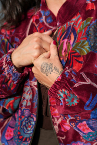 Veste Bomber Velours Rebel Marroon Rouge