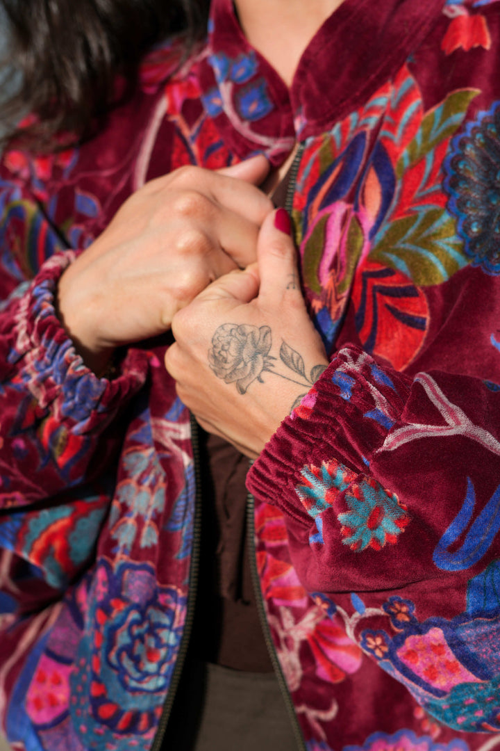 Veste Bomber Velours Rebel Marroon Rouge