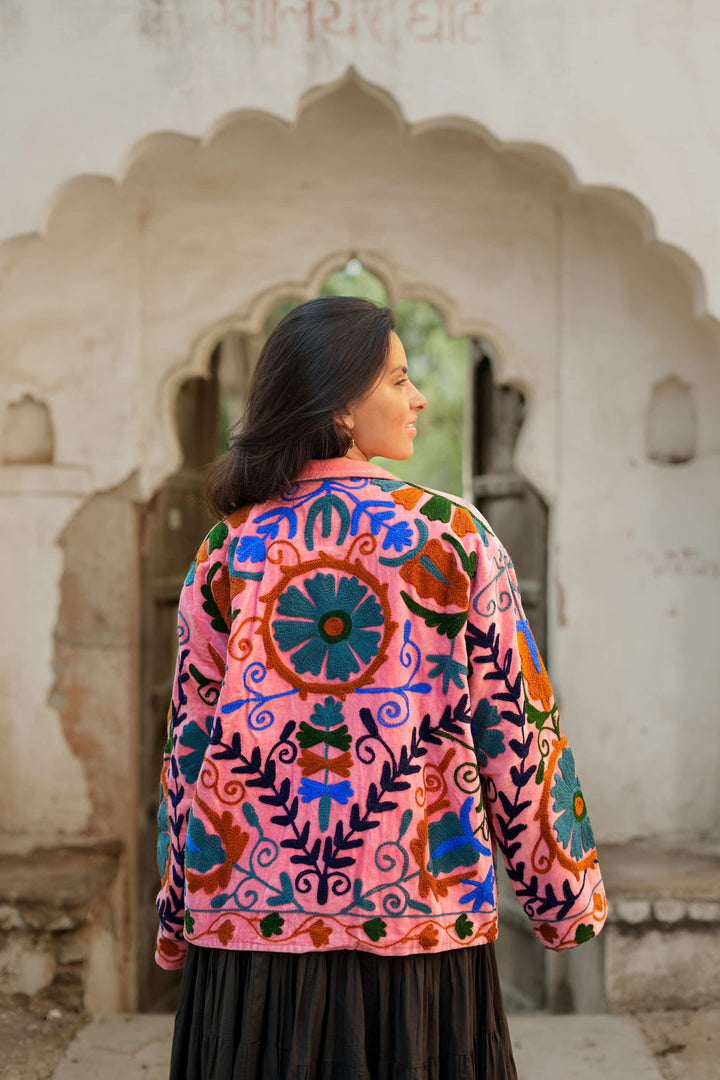 Veste Suzani en Velours Rose
