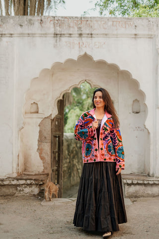 Veste Suzani en Velours Rose