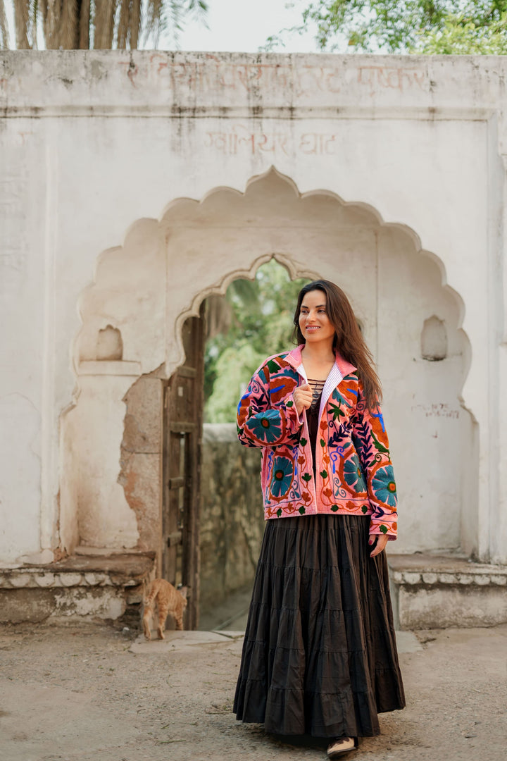 Veste Suzani en Velours Rose