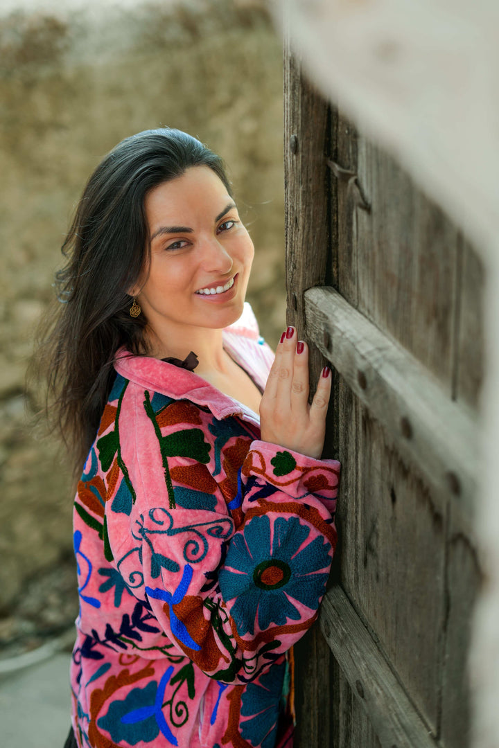 Veste Suzani en Velours Rose