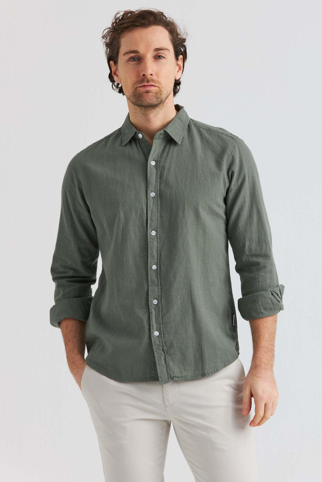 Chemise en lin Olive