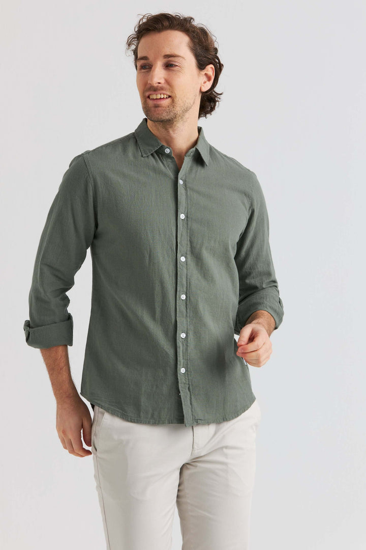Chemise en lin Olive