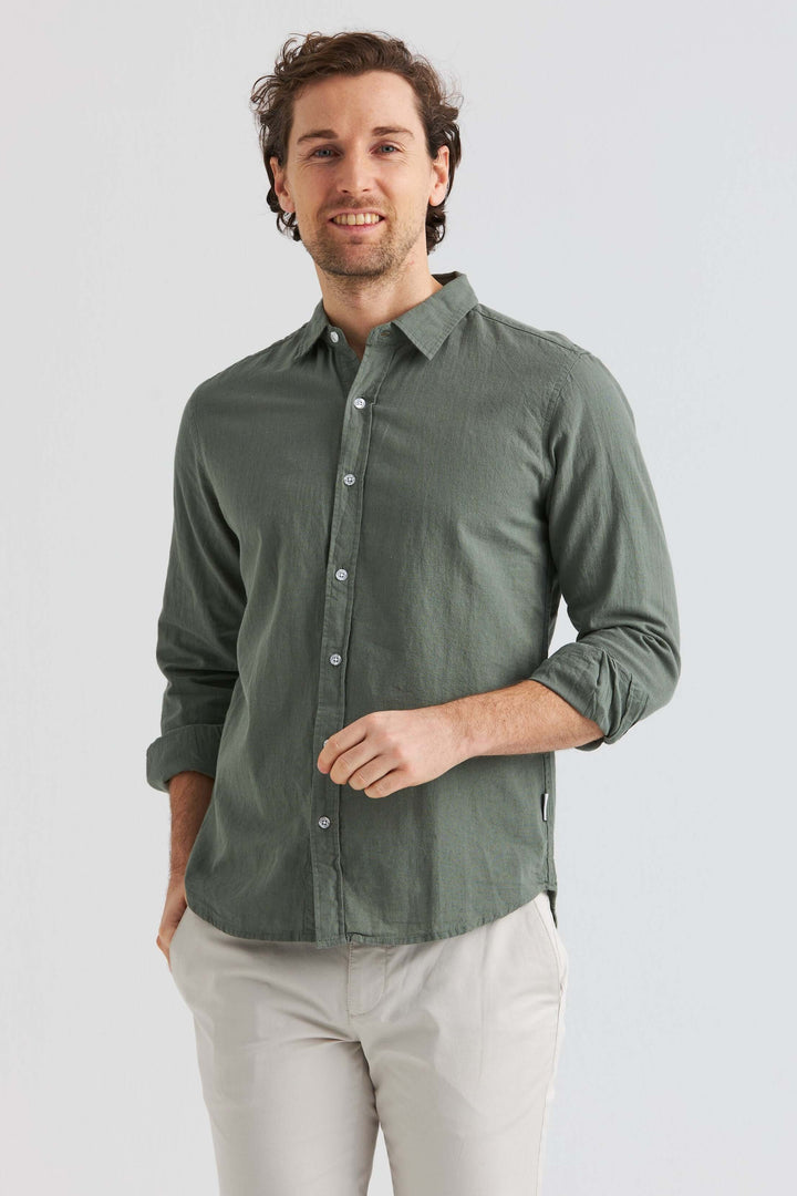Chemise en lin Olive