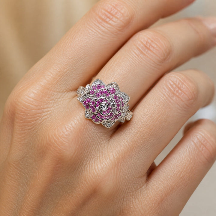 Bague en Argent Floral Majestueux