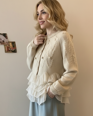 DELACROIX | CARDIGAN ÉLÉGANT EN MAILLE AVEC VOLANTS