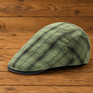 Casquette Plate à Carreaux Décontractée