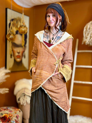Veste à Capuche Bohémienne en Khadi