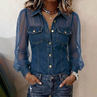 Blouse Élégante à Effet Denim