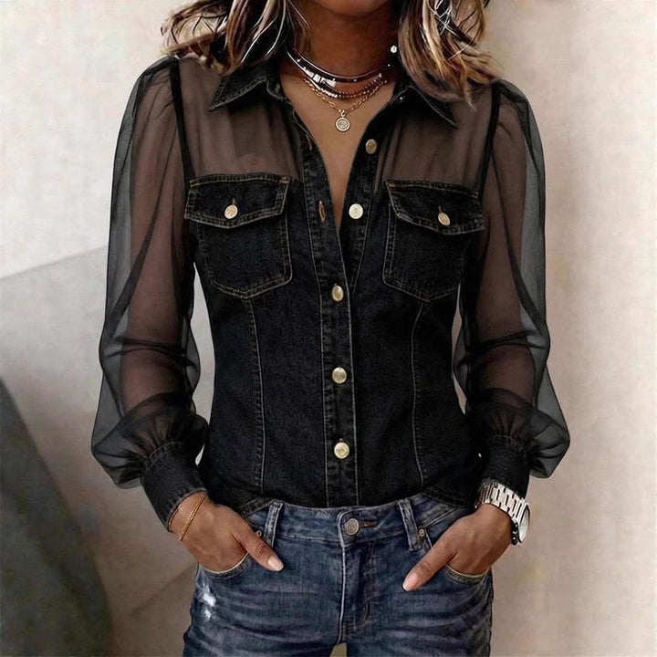 Blouse Élégante à Effet Denim