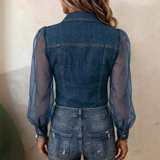 Blouse Élégante à Effet Denim