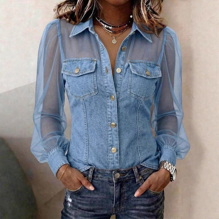 Blouse Élégante à Effet Denim