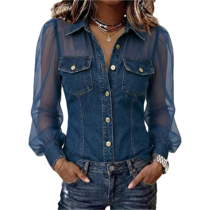 Blouse Élégante à Effet Denim