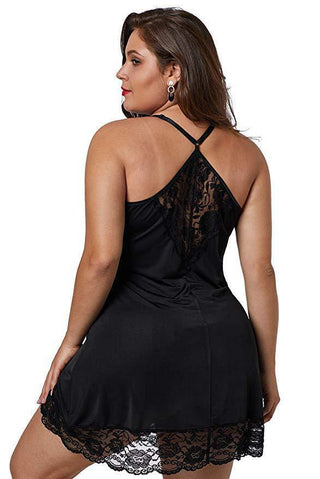 DIANA – Robe de nuit sexy grande taille avec dentelle et décolleté en V