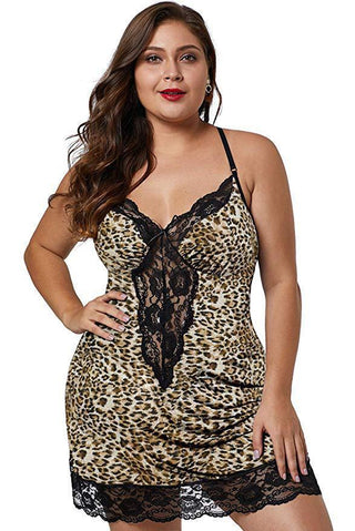 DIANA – Robe de nuit sexy grande taille avec dentelle et décolleté en V