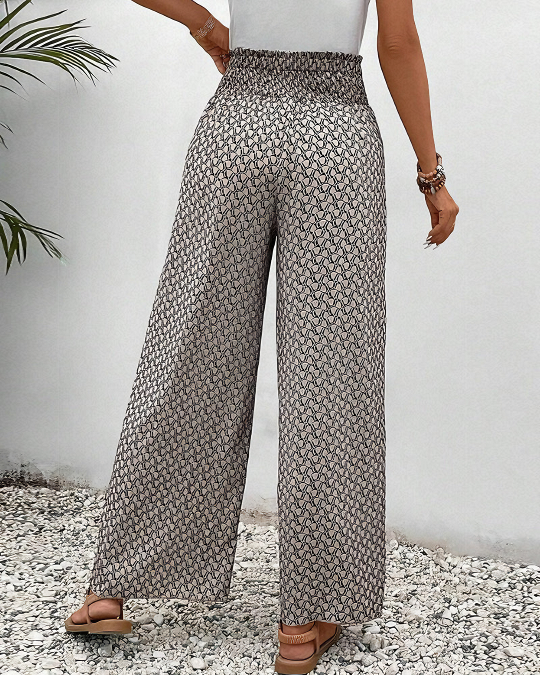 Lizzy | Pantalon à jambes larges avec impression géométrique