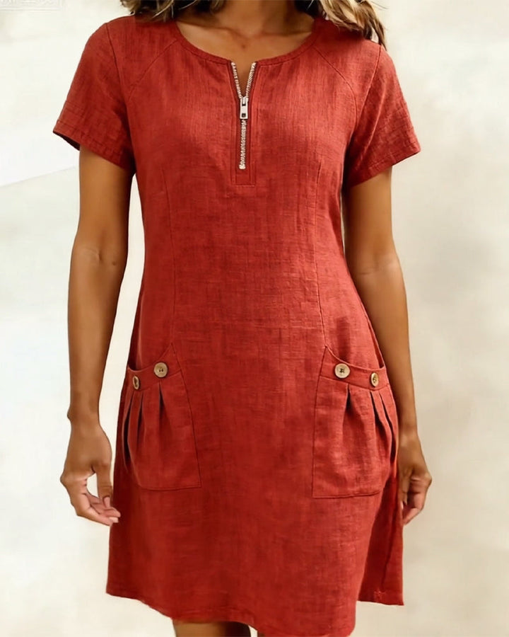 Robe en coton avec fermeture éclair