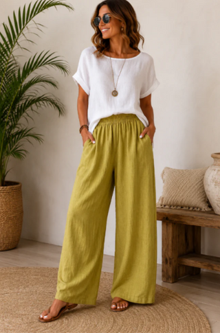 Amalia — Pantalon fluide en coton et lin
