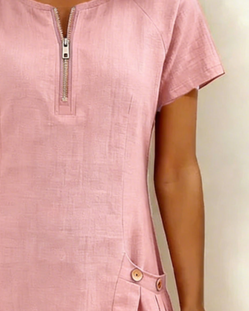 Robe en coton avec fermeture éclair
