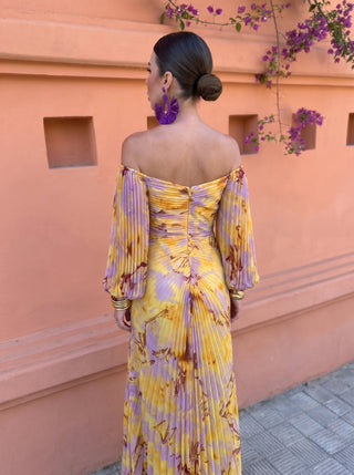 Léonie | Robe longue à motifs floraux et décolleté plongeant