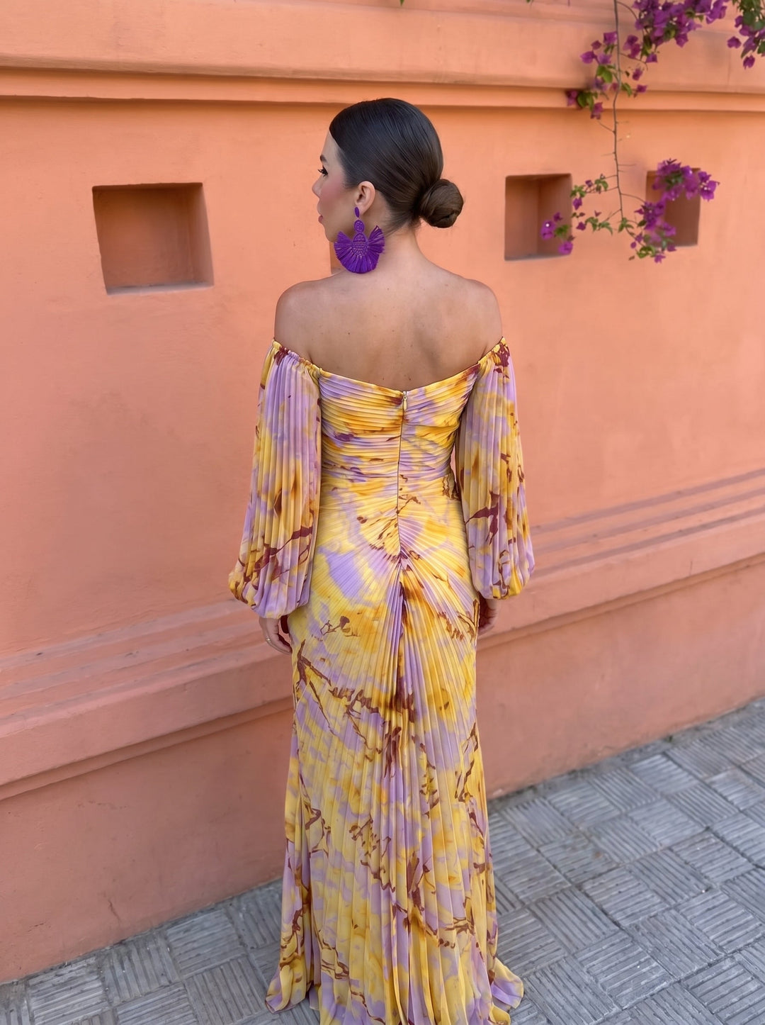 Léonie | Robe longue à motifs floraux et décolleté plongeant