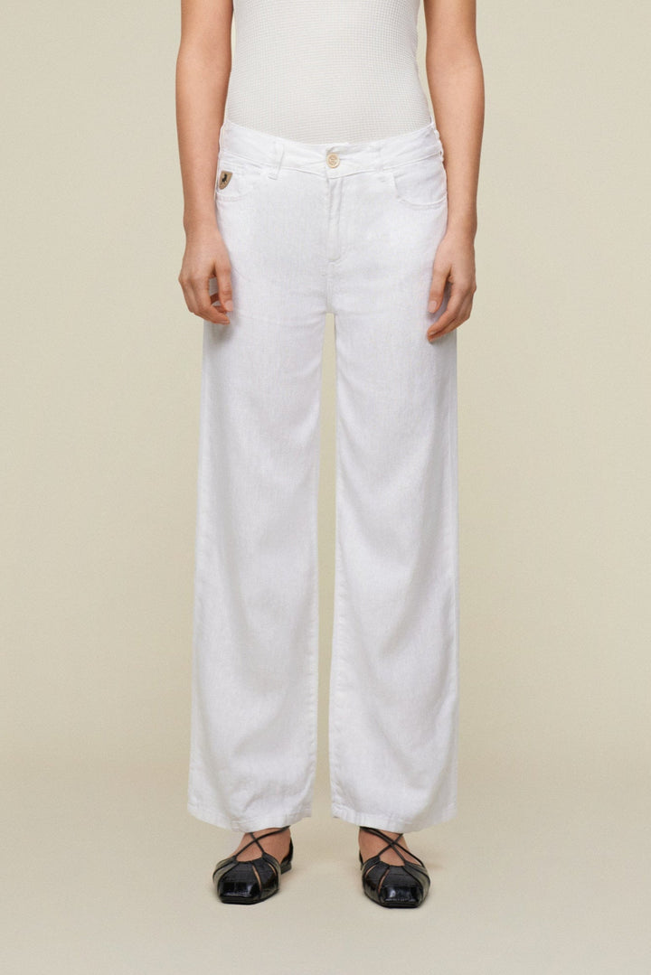 Pantalon Culotte en Lin Blanc