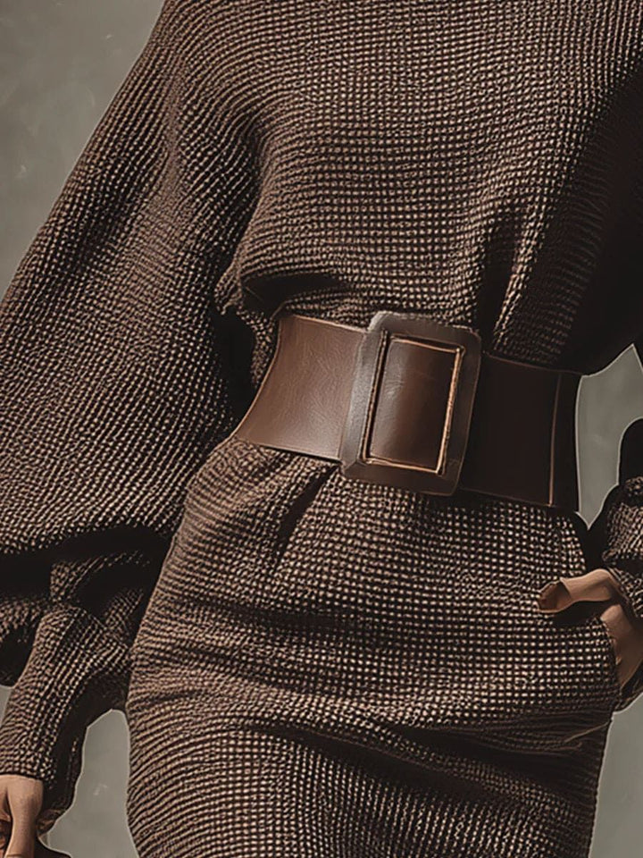 Robe courte en maille Clea avec ceinture structurée