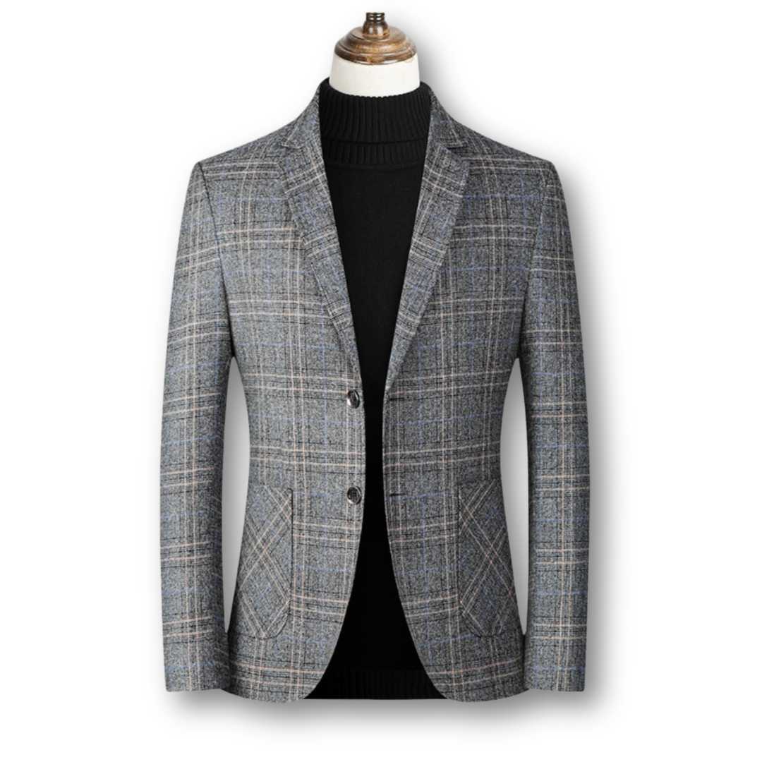 Blazer Élégant et Tissu Écossais