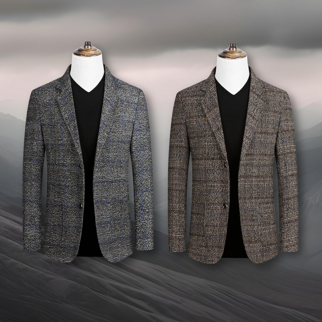 Blazer Élégant et Tissu Écossais