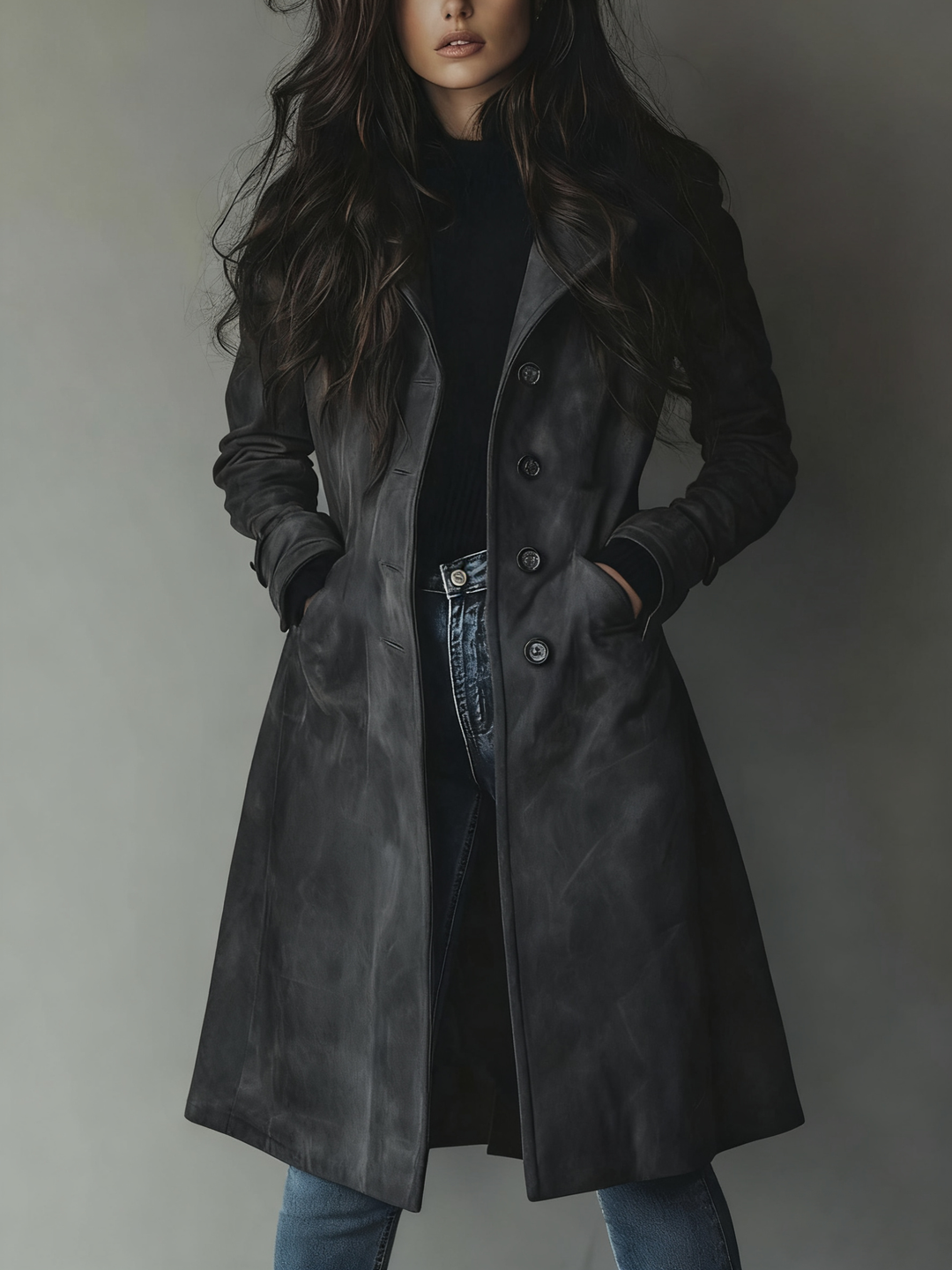 Trench-coat en daim de style vintage