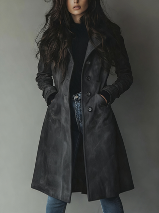 Trench-coat en daim de style vintage