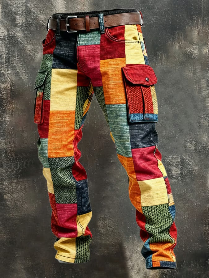 Pantalon cargo homme patchwork