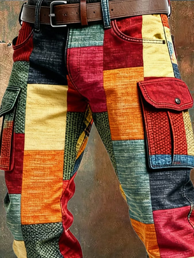 Pantalon cargo homme patchwork