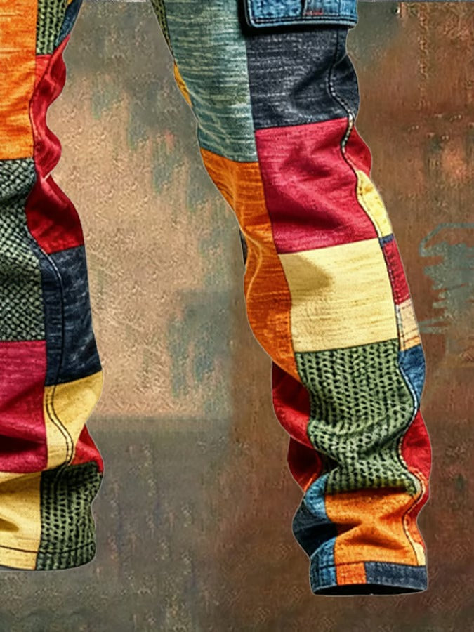 Pantalon cargo homme patchwork