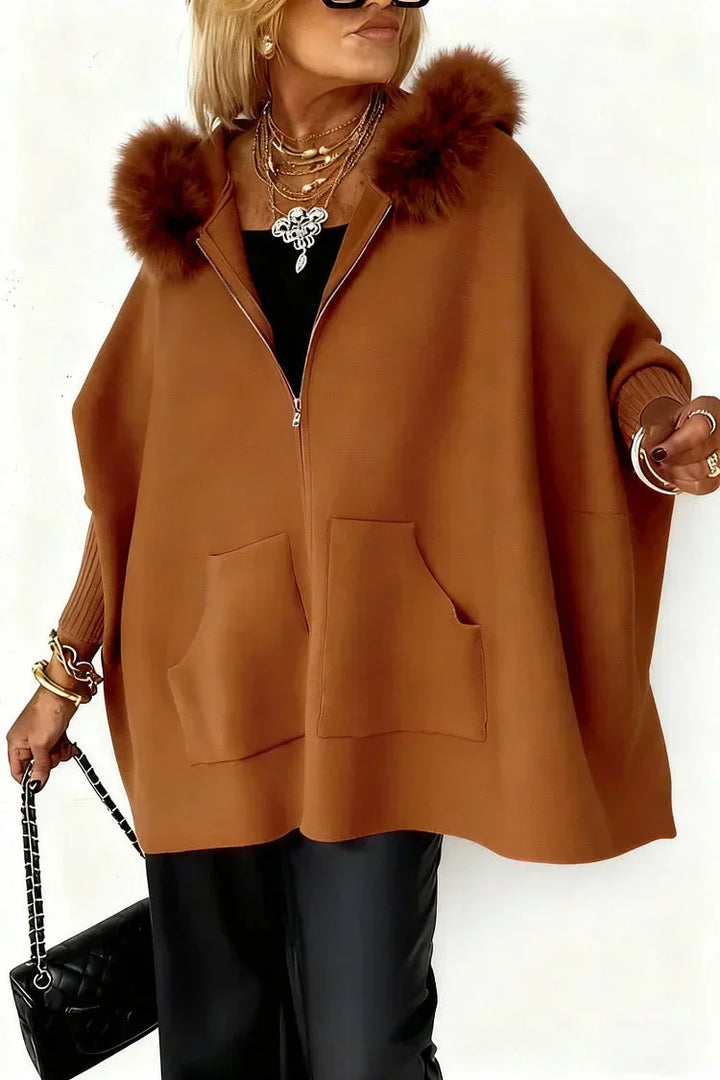 Elise | Veste Casual à Col en Fausse Fourrure Uni