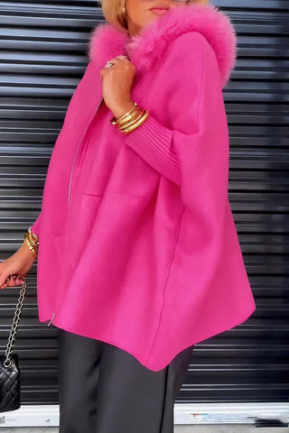 Elise | Veste Casual à Col en Fausse Fourrure Uni